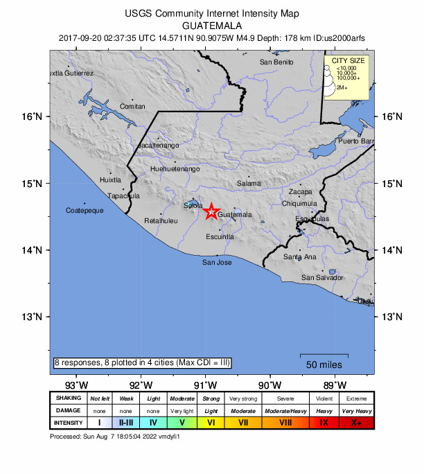Did You Feel It? map: shaking reported by the public