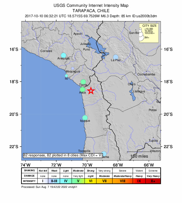 Did You Feel It? map: shaking reported by the public