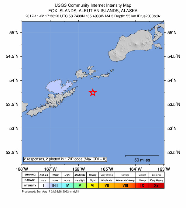Did You Feel It? map: shaking reported by the public