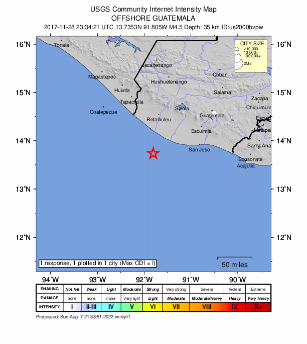 Did You Feel It? map: shaking reported by the public