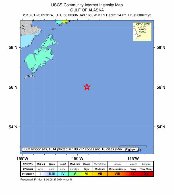 Did You Feel It? map: shaking reported by the public