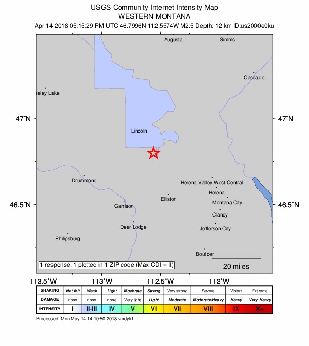 Did You Feel It? map: shaking reported by the public