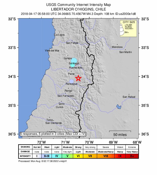 Did You Feel It? map: shaking reported by the public
