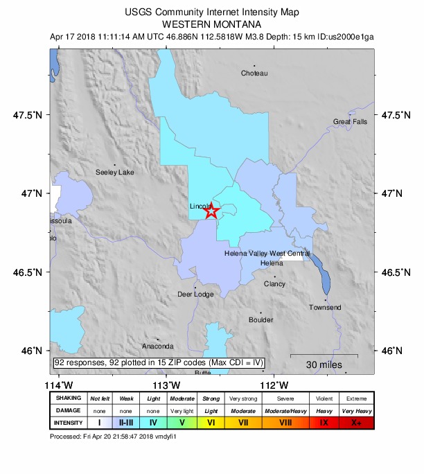 Did You Feel It? map: shaking reported by the public