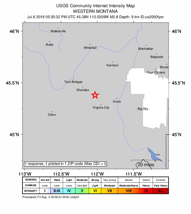 Did You Feel It? map: shaking reported by the public