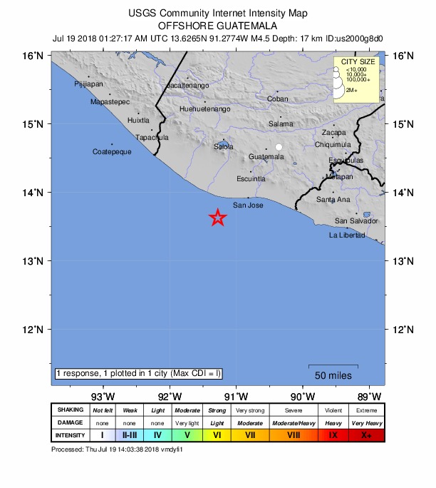 Did You Feel It? map: shaking reported by the public
