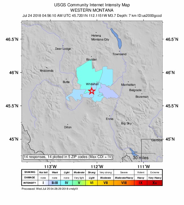 Did You Feel It? map: shaking reported by the public