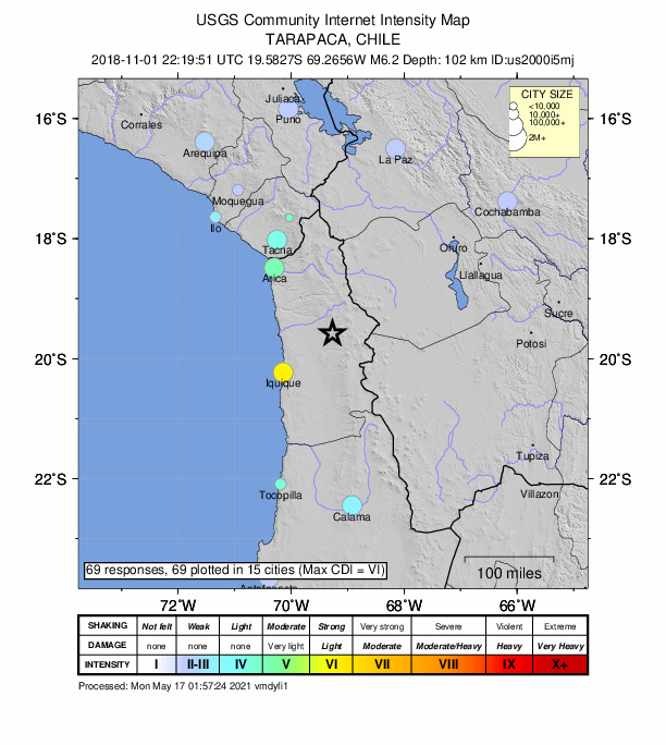 Did You Feel It? map: shaking reported by the public