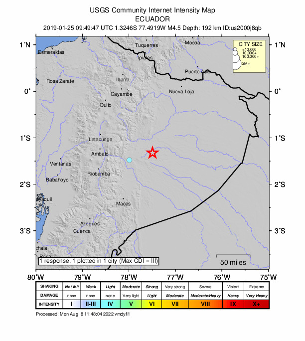 Did You Feel It? map: shaking reported by the public