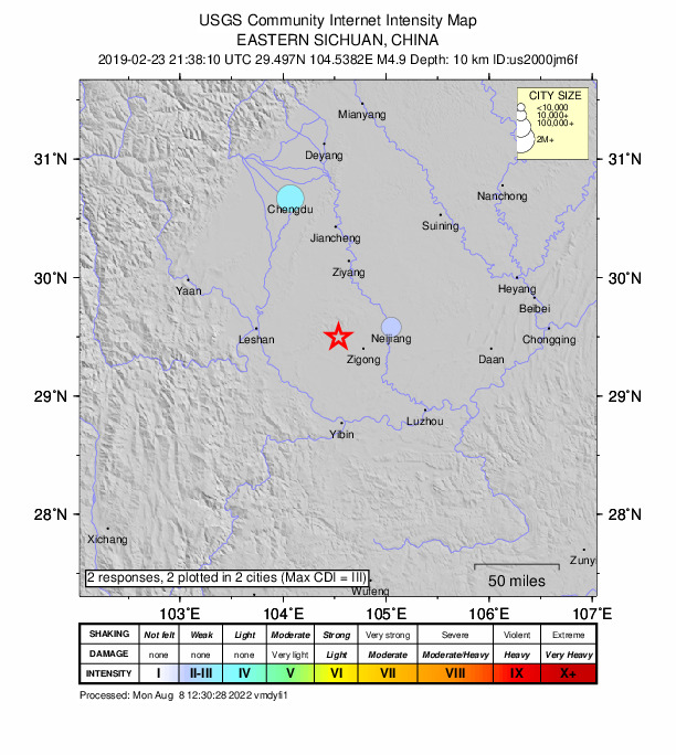 Did You Feel It? map: shaking reported by the public