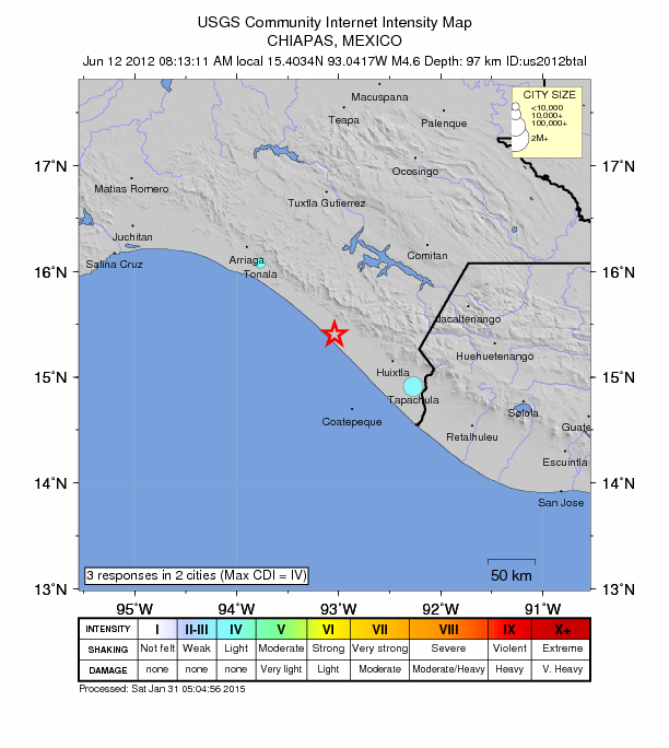 Did You Feel It? map: shaking reported by the public