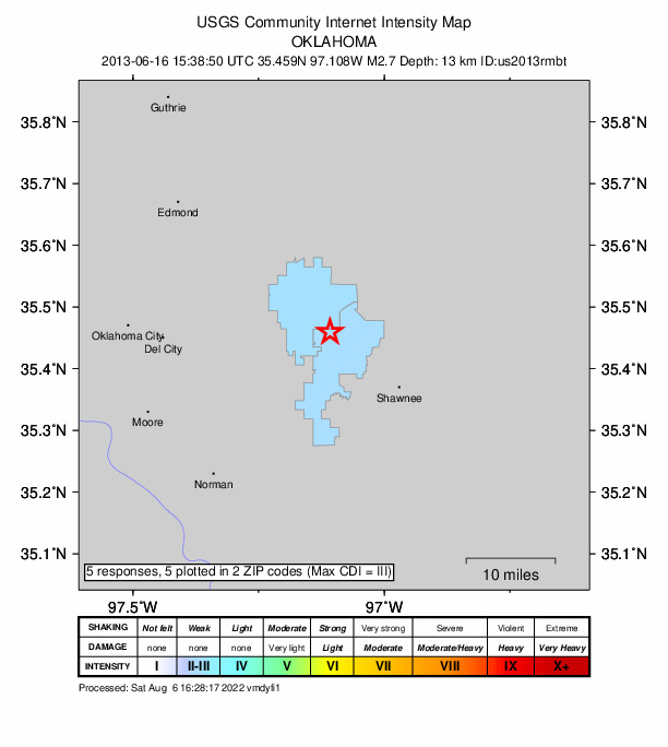 Did You Feel It? map: shaking reported by the public