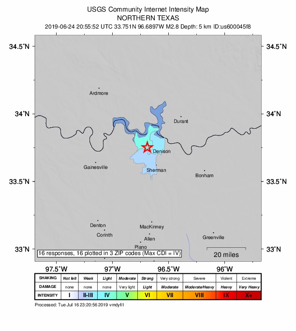 Did You Feel It? map: shaking reported by the public