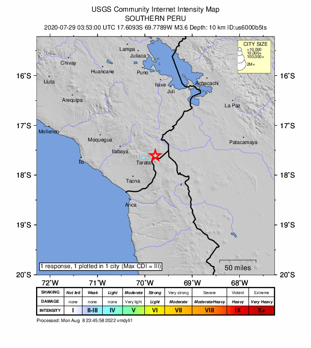 Did You Feel It? map: shaking reported by the public