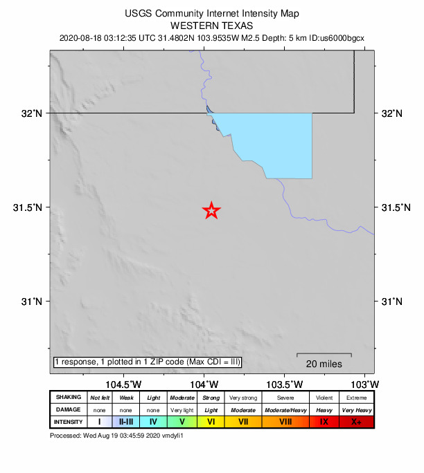 Did You Feel It? map: shaking reported by the public
