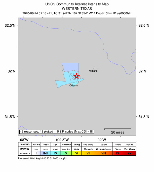 Did You Feel It? map: shaking reported by the public