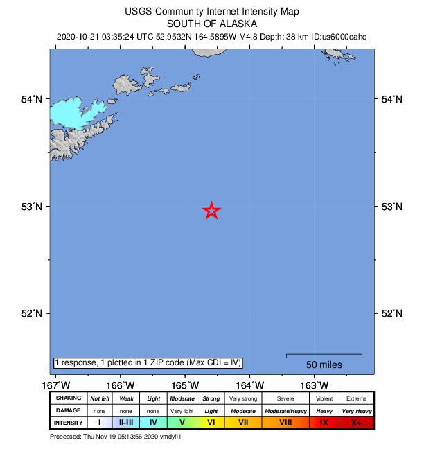 Did You Feel It? map: shaking reported by the public