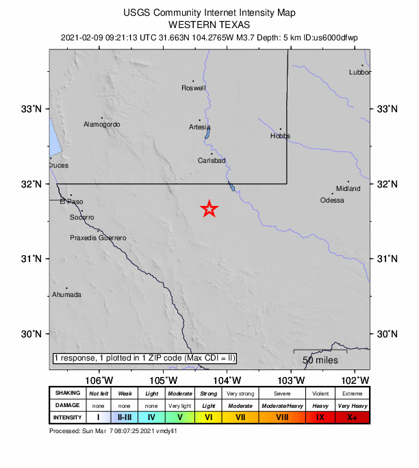 Did You Feel It? map: shaking reported by the public
