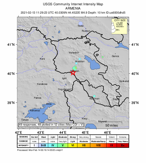 Did You Feel It? map: shaking reported by the public