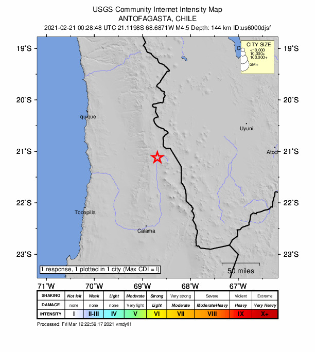 Did You Feel It? map: shaking reported by the public
