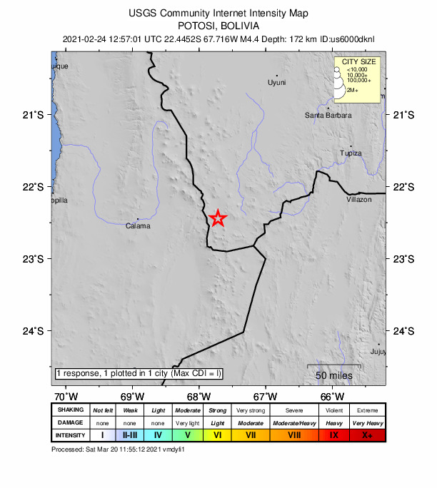 Did You Feel It? map: shaking reported by the public