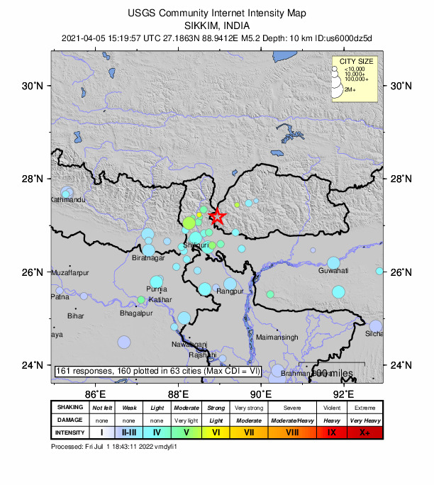 Did You Feel It? map: shaking reported by the public