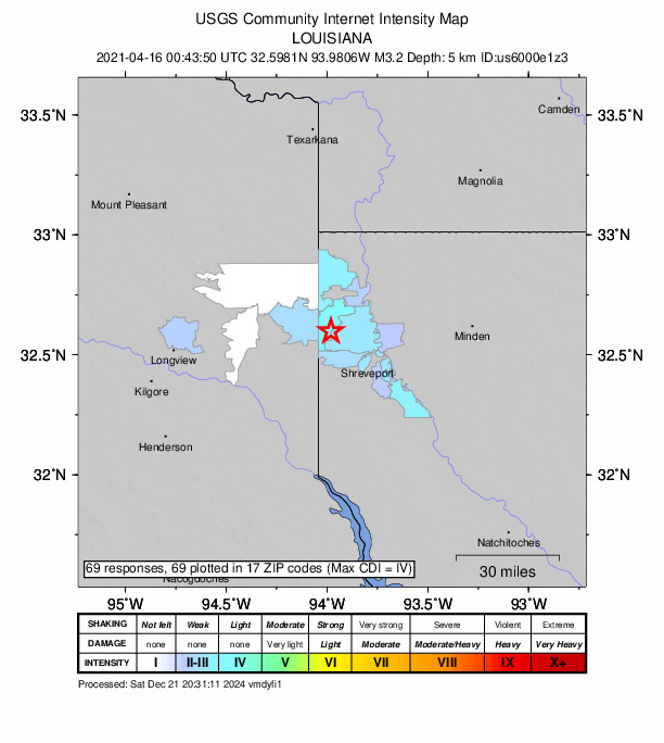 Did You Feel It? map: shaking reported by the public