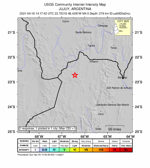 Did You Feel It? map: shaking reported by the public
