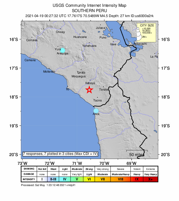 Did You Feel It? map: shaking reported by the public
