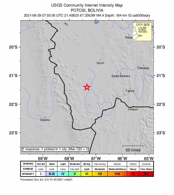 Did You Feel It? map: shaking reported by the public