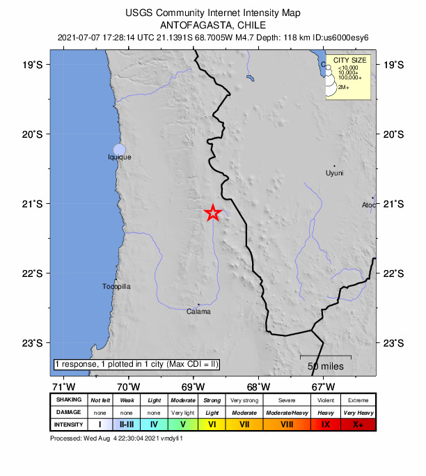 Did You Feel It? map: shaking reported by the public