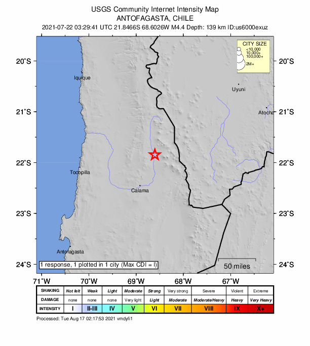 Did You Feel It? map: shaking reported by the public