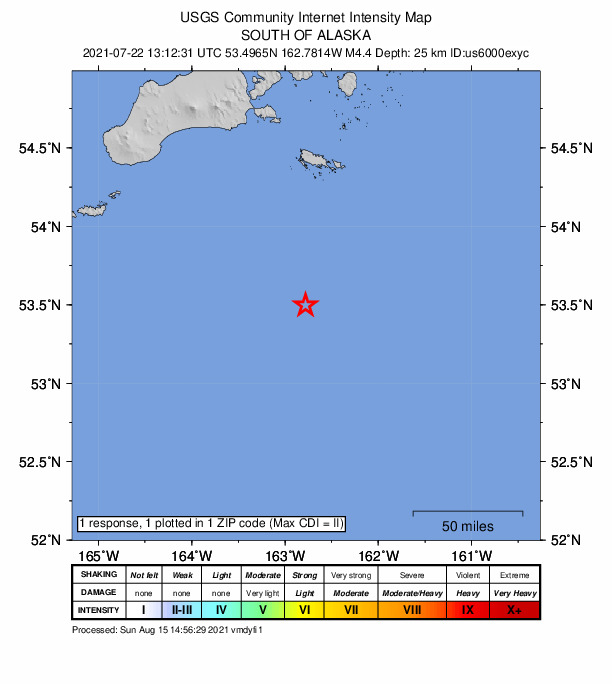 Did You Feel It? map: shaking reported by the public