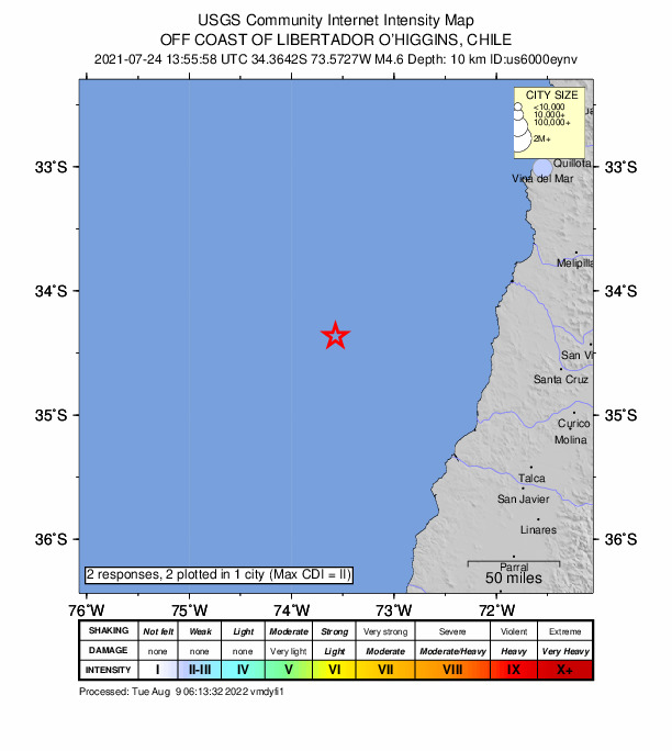 Did You Feel It? map: shaking reported by the public