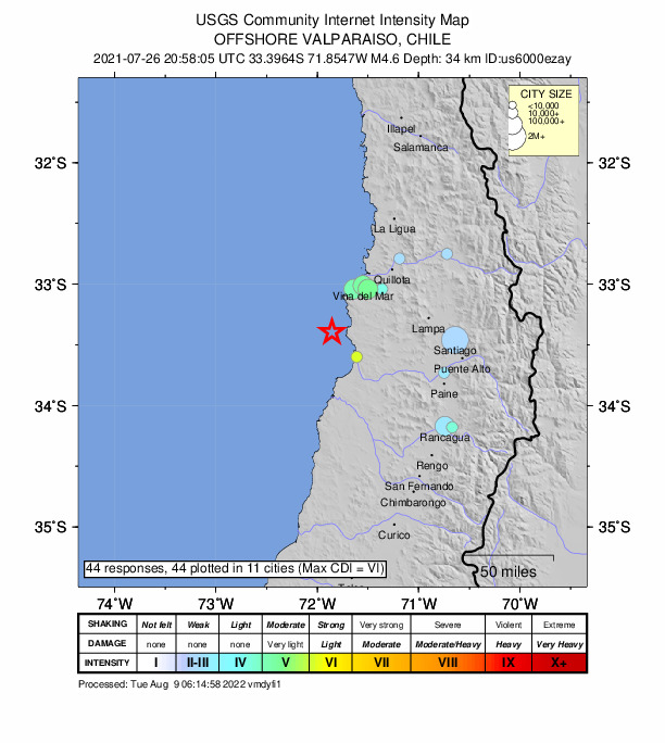 Did You Feel It? map: shaking reported by the public