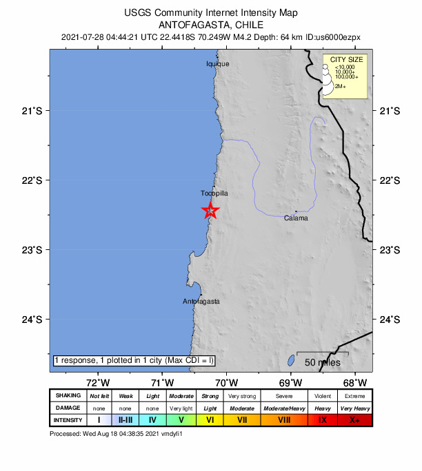Did You Feel It? map: shaking reported by the public