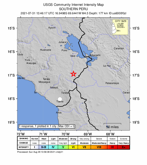 Did You Feel It? map: shaking reported by the public
