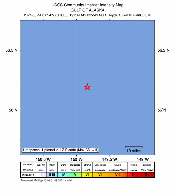 Did You Feel It? map: shaking reported by the public