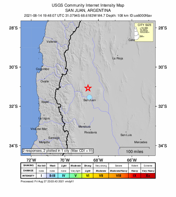 Did You Feel It? map: shaking reported by the public