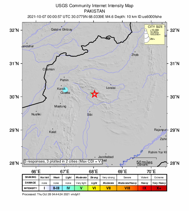 Did You Feel It? map: shaking reported by the public