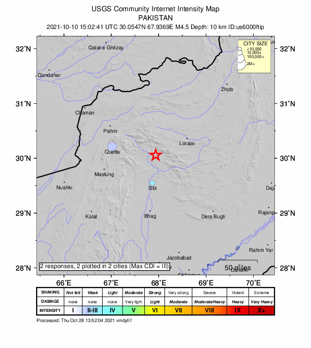 Did You Feel It? map: shaking reported by the public