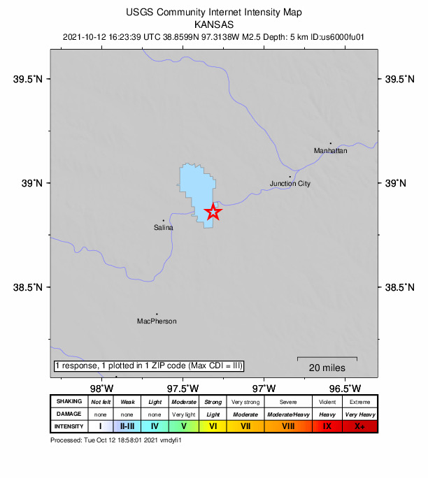 Did You Feel It? map: shaking reported by the public