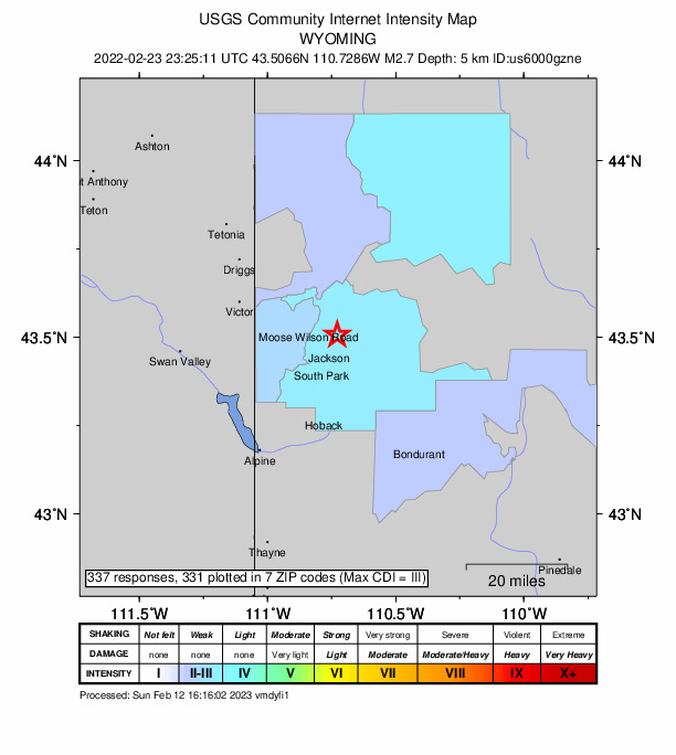 Did You Feel It? map: shaking reported by the public