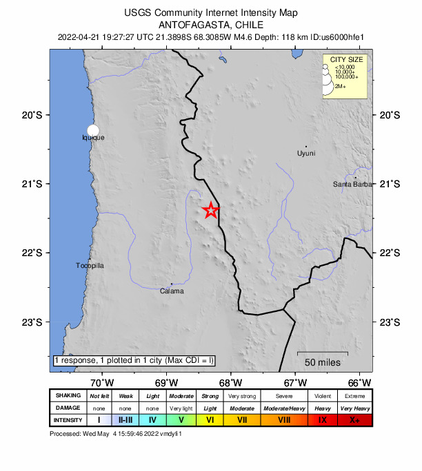 Did You Feel It? map: shaking reported by the public