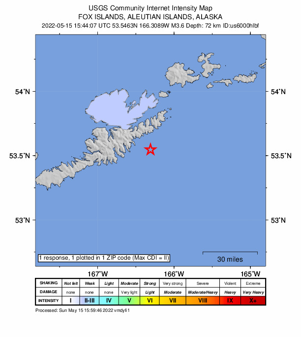 Did You Feel It? map: shaking reported by the public
