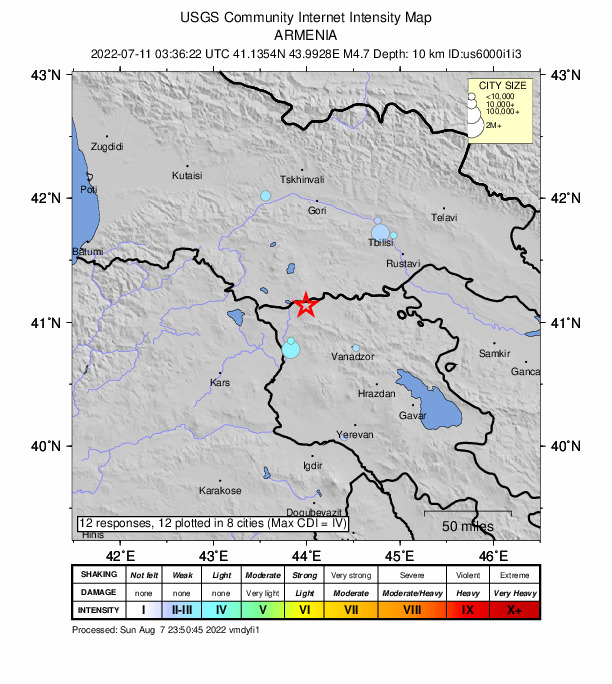 Did You Feel It? map: shaking reported by the public