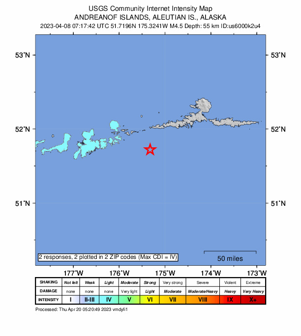 Did You Feel It? map: shaking reported by the public