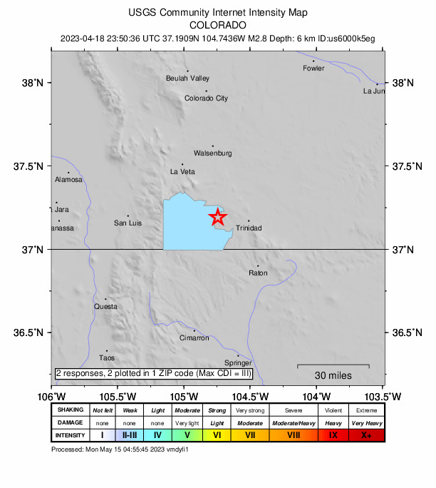 Did You Feel It? map: shaking reported by the public