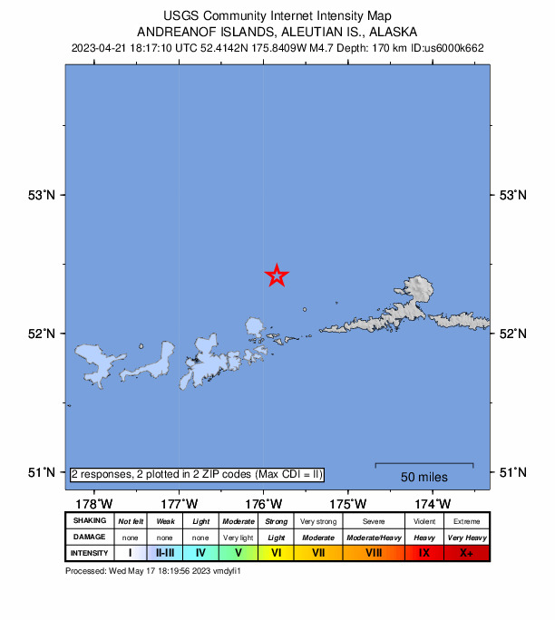 Did You Feel It? map: shaking reported by the public