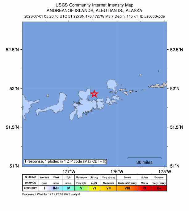 Did You Feel It? map: shaking reported by the public